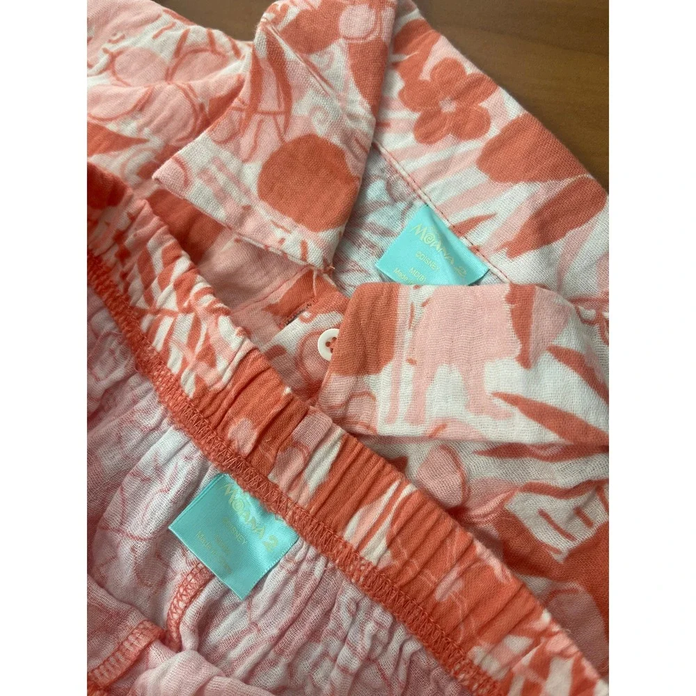 2-Sets Bluey and Moana Girls Cotton Gauze Shirt & Shorts Sets Cotton M Size 8